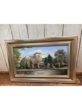 Eglomise Indiana University Reverse Glass Painting Framed 14.75" x 9.75"